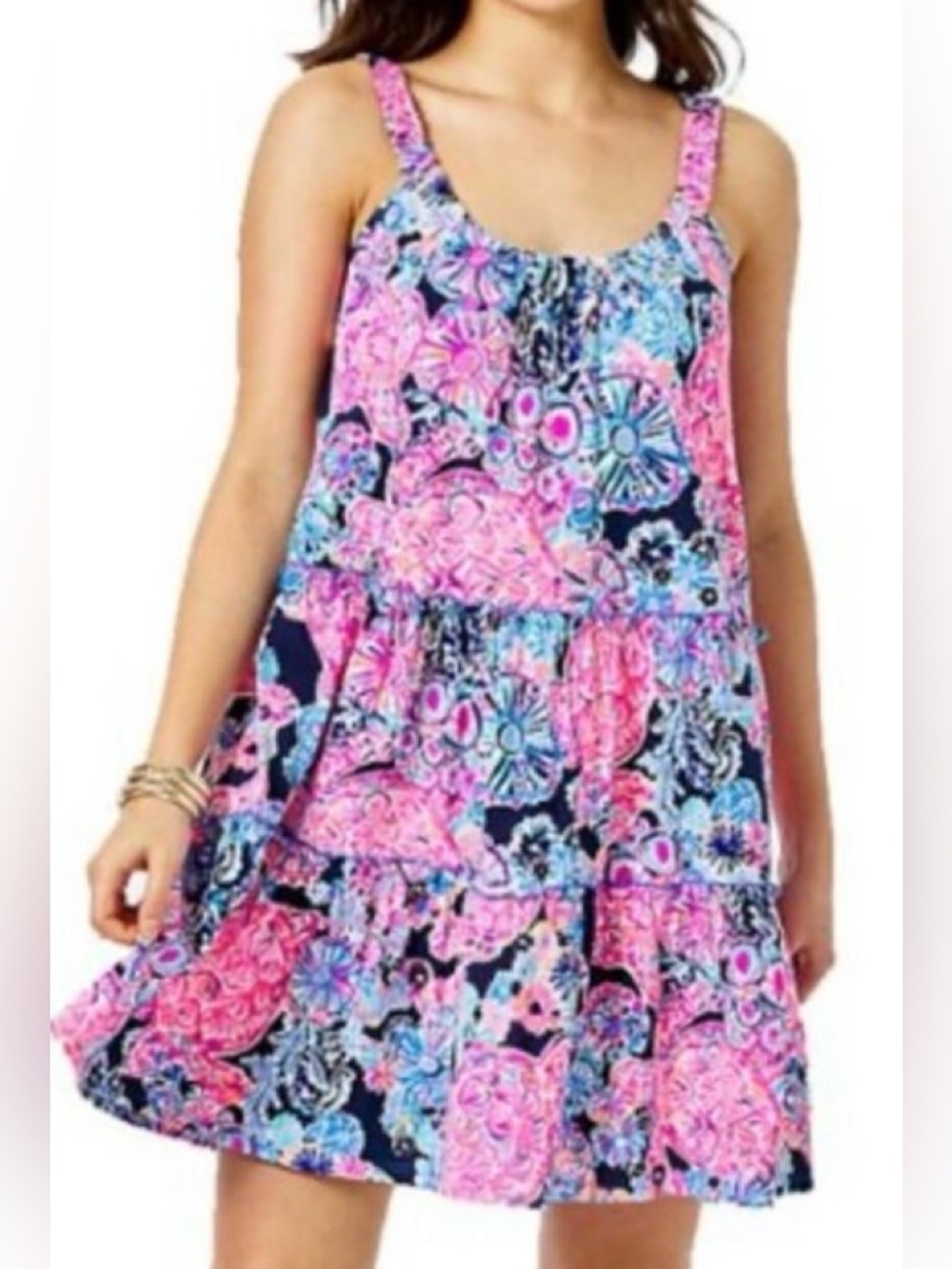 NWT Lilly Pulitzer Loro Dress XXL High Tide Navy Turtle Amazement Swing tiered
